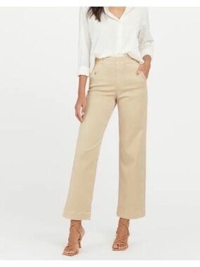 SPANX cropped -Leg High-Rise Jeans — Beige size Small